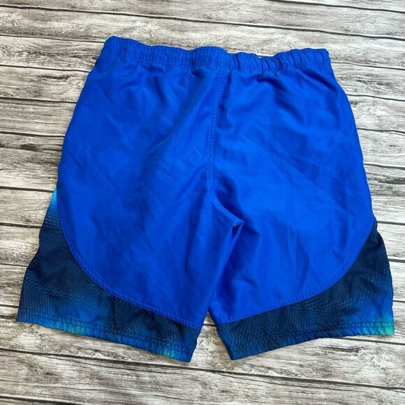 Nike Men's Pull-On Swim Trunks Board Shorts Bright Blue Green S SM Small Logo - Picture 2 of 11